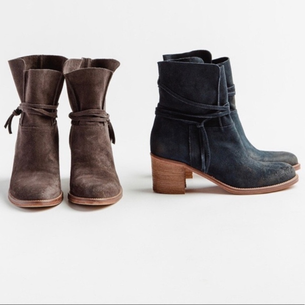 Matta NY | Florentia Italian Blue Suede/ Leather Ankle Boot Size 37 1/2- US 7.5